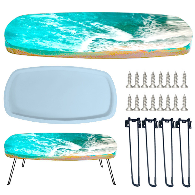 

63cm Large Oval desktop epoxy resin silicone mold Elliptical river table resin silicone mold Round rectangular table mold