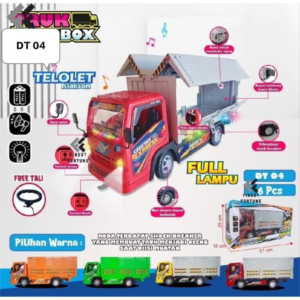 MAINAN ANAK TRUCK BOX OLENG JUMBO MUSIK DAN LAMPU / TRUK BOX BASURI JUMBO