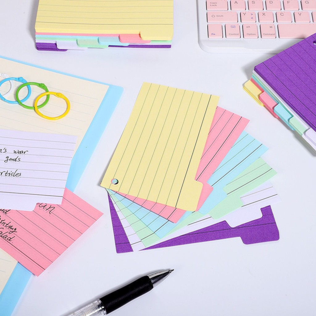 

300 Sheets Six-color Coil Sticky Note Books Coil Memo Pad Colored Index Card With Rings Learning Flash Study Vocabulary Notebook