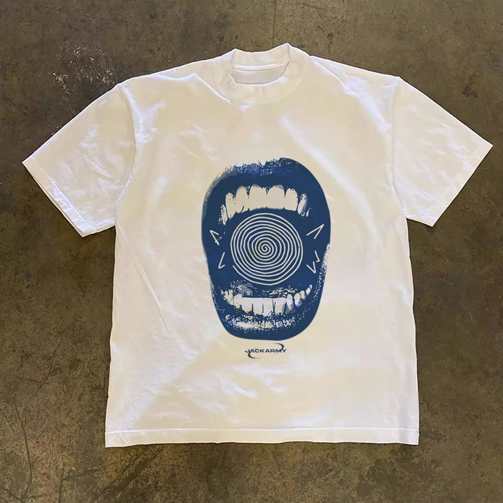 JackArmy Pencetakan Amerika Baju Atasan Wanita Terbaru Kekinian Kaos Pria Oversize Skena Vintage