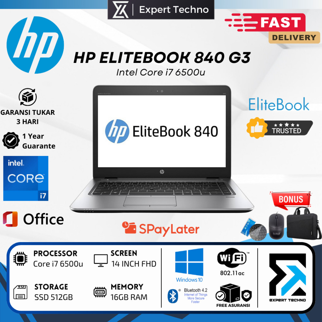 LAPTOP HP ELITEBOOK 840 G3 CORE i7 6TH - RAM 16GB - 1TB SSD - HP 840 G3 I7 6TH 8GB 512GB