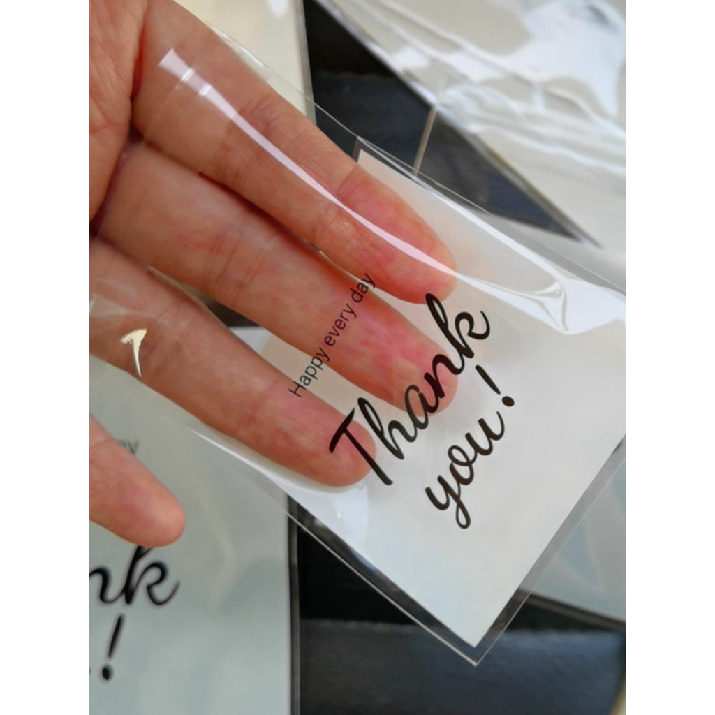

100pcs 3 Sizes Thank You Printed OPP Self-sealing Bags, Small Gift Bags For Gift And Party Decoration