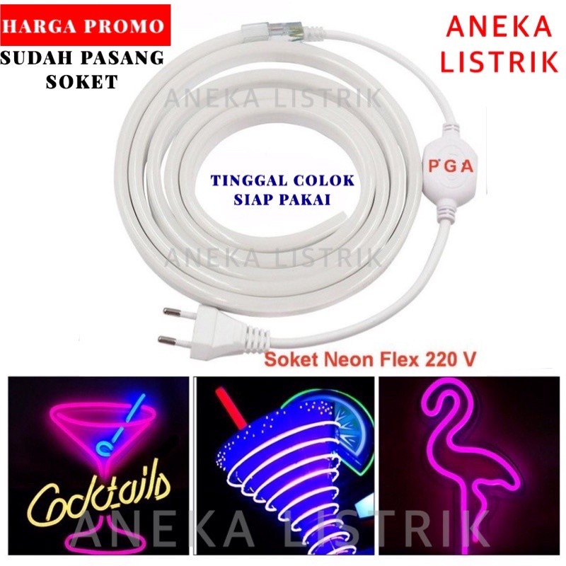 Paket Lampu Led Neon Flex 220V Waterproof Lengkap Tinggal Colok Siap Pakai / Led Selang Fleksibel 22
