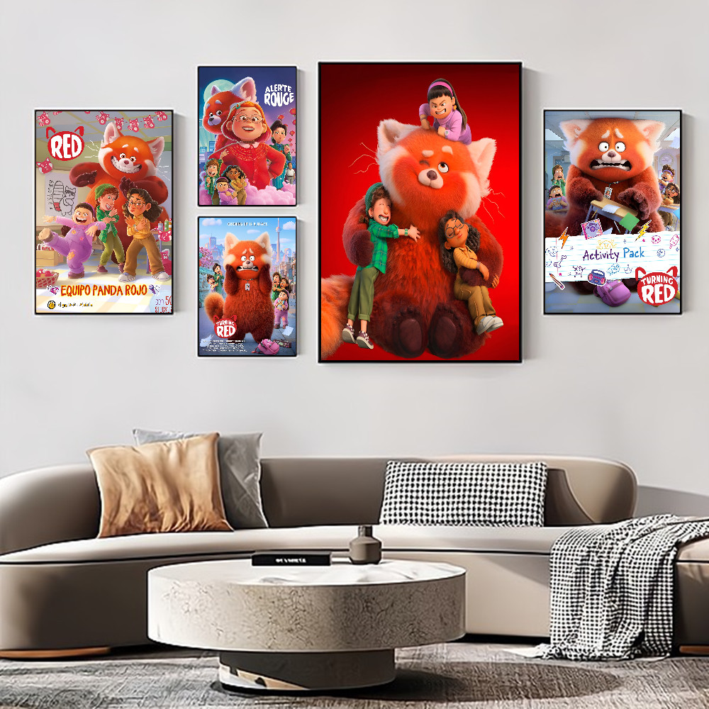Turning Red Anime Movie Classic Anime Poster Waterproof Paper Sticker Coffee House Bar Room Wall Dec