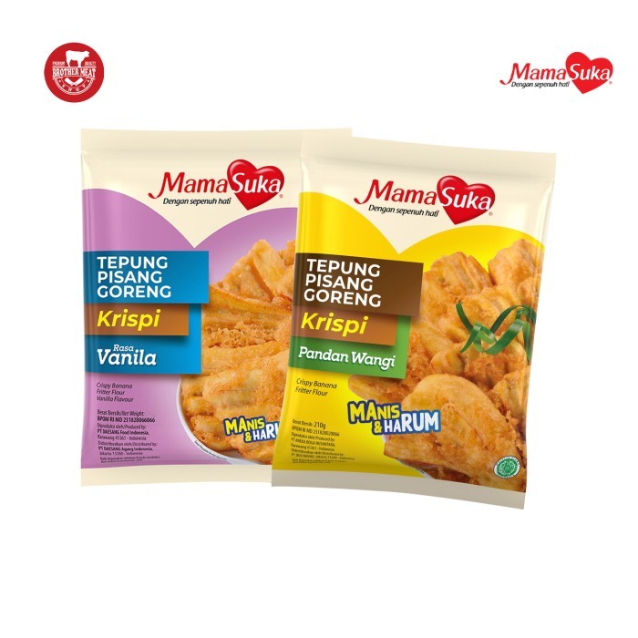 

MamaSuka Tepung Pisang Krispi 70gr / Mama Suka Tepung Pisang Rasa Pandan Wangi & Vanilla Sachet 70gr