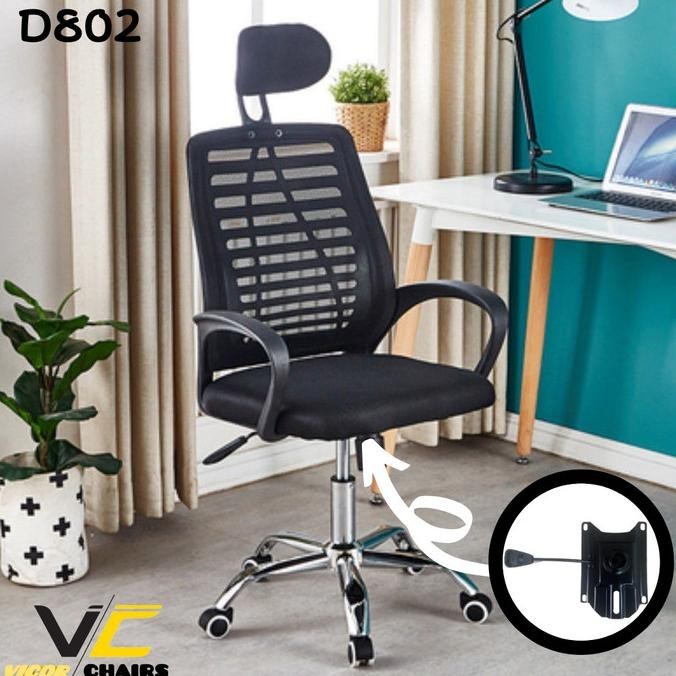 Kursi kantor,kursi kantor jaring termurah - D802 HITAM, Polos