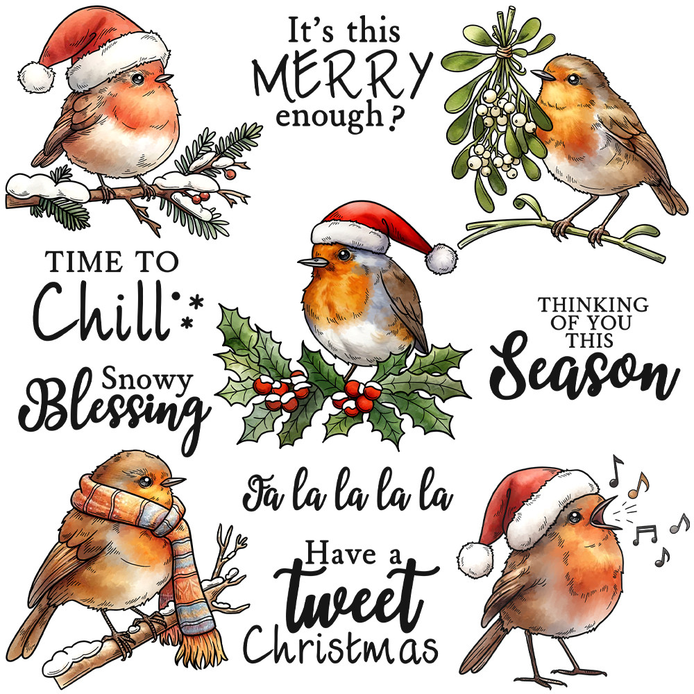 

Mangocraft Cute Winter Christmas Birds Cutting Dies Clear Stamp DIY Scrapbooking Metal Dies Silicone Stamp For Cards Album Decor