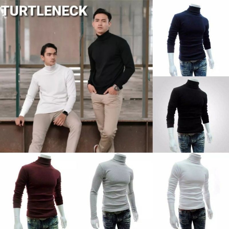 KAOS RIB TURTLENECK LENGAN PANJANG PRIA / KAOS RIB TURTLENECK PRIA / KAOS LEHER TINGGI PRIA / KAOS U