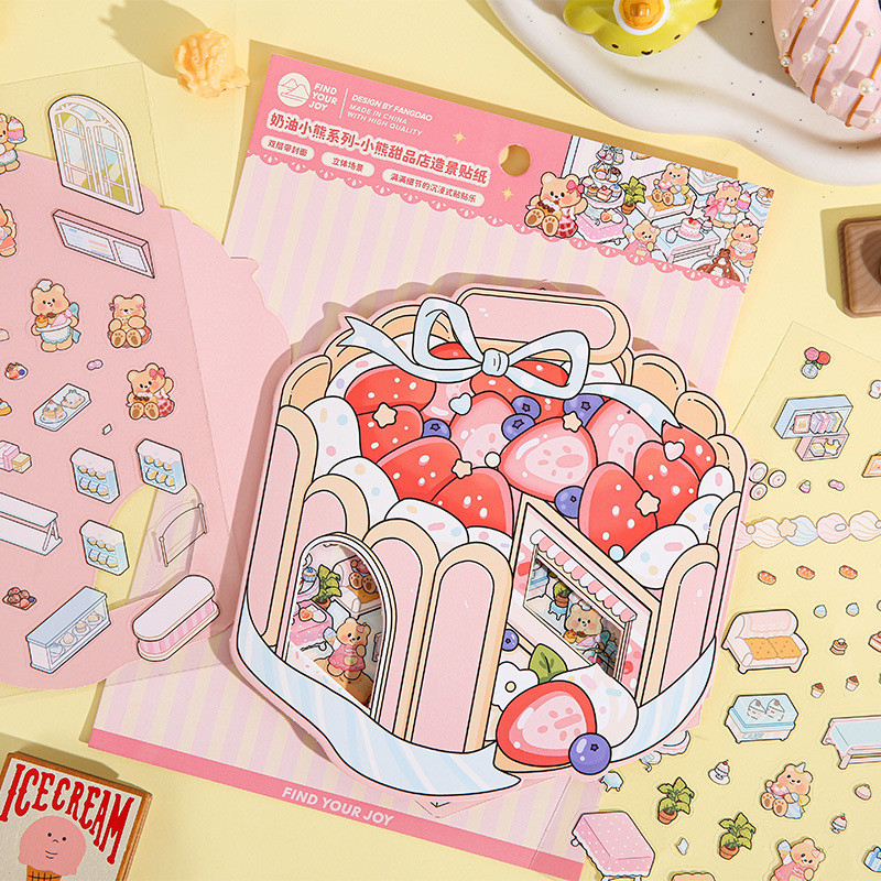 

[GW] 3D Sticker Desain PET Dekorasi Stiker Beruang DIY Room Deco
