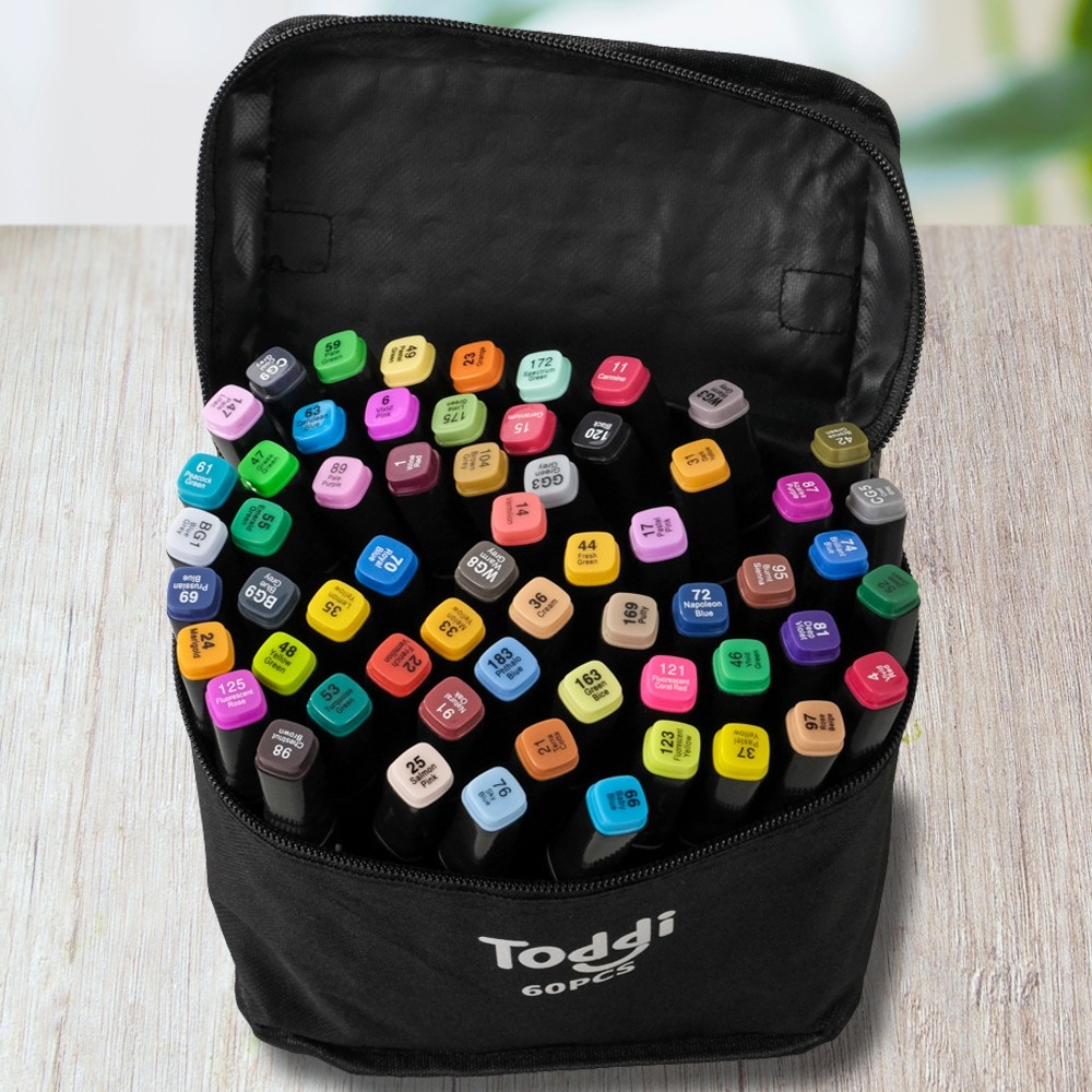 

Spidol Dual Side Fine Art Brush Pen Art Marker Set 60 Color