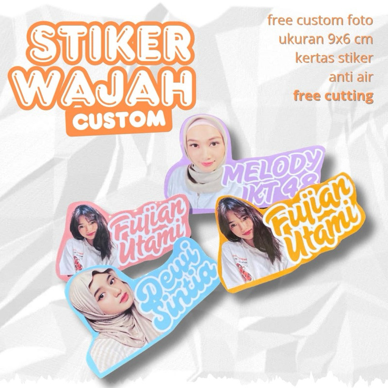 

WORDGIFT Stiker Custom Nama Dan Foto Free Desain Waterproof (SEHARI KIRIM) Stiker Foto dan Tulisan Nama Custom - Cetak Photo Stiker Waterproof Stiker Wajah Custom Lucu Hadiah Pacar Teman Anak | Bisa Request Foto & Nama
