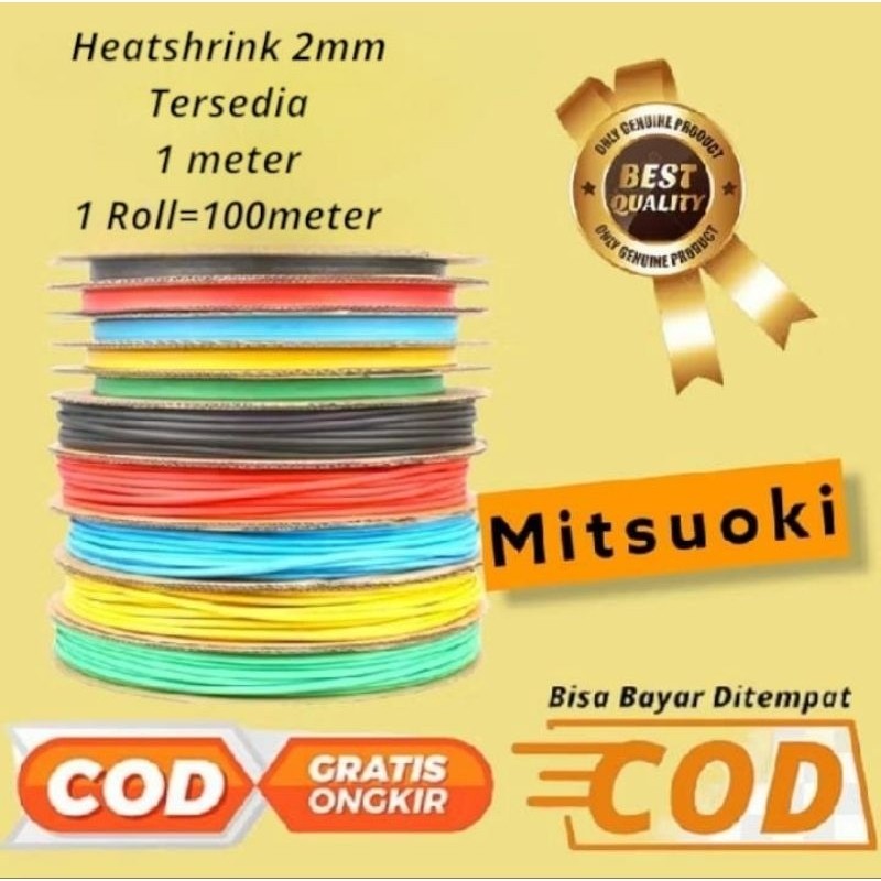 heatshrink 2mm/Isolasi Bakar Selang/Bakar Kabel bakar/1 roll