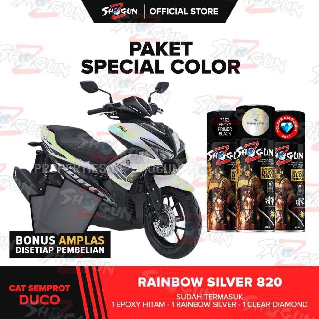 Cat Semprot PAKET LENGKAP Cat Semprot Motor Shogun Z Paint Rainbow Silver Spray Paint