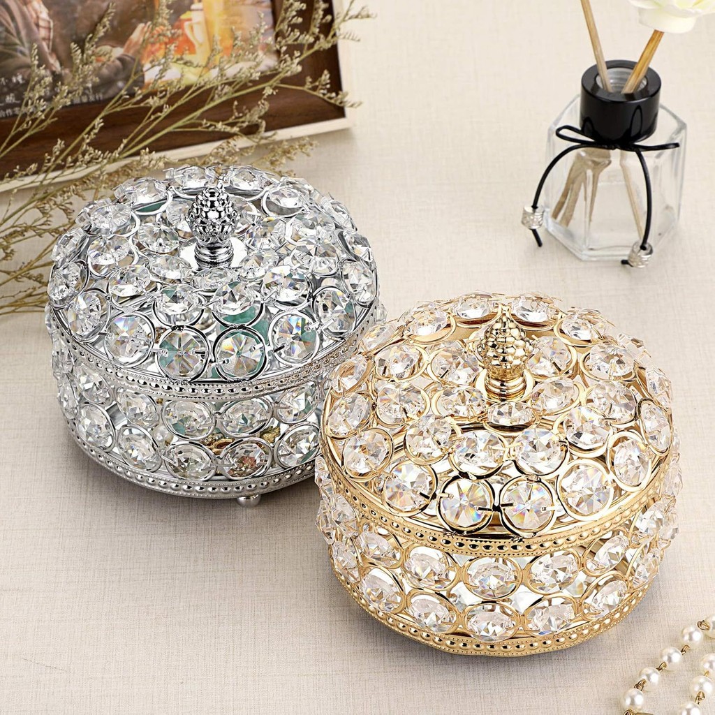 Kotak Penyimpanan Perhiasan Kosmetik Vintage/Kotak perhiasan kristal kelas atas/kotak pajangan