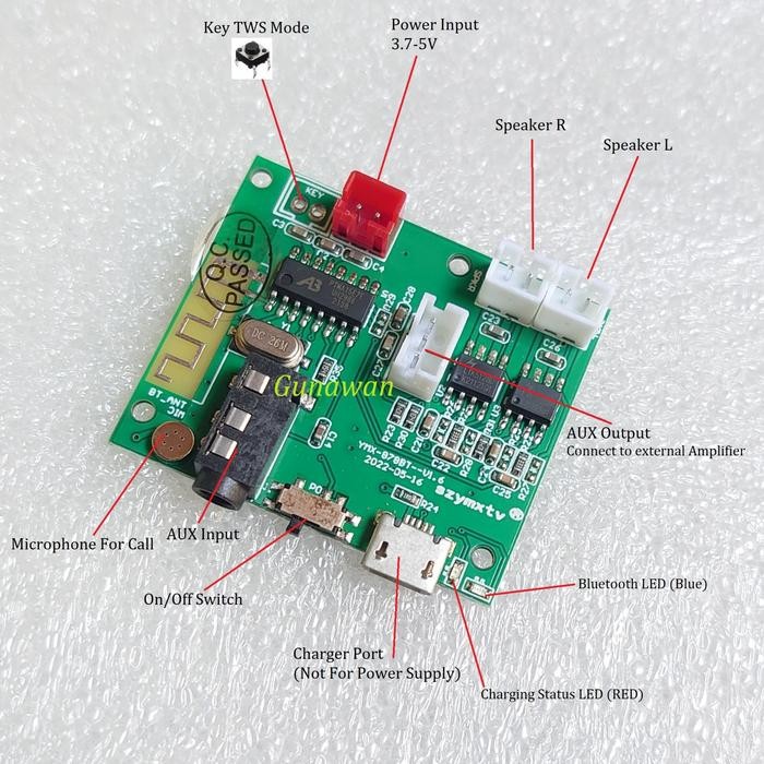 AUTO27 Module Bluetooth TWS Amplifier Mini 2X 5W Modul TWS Bluetooth 5.2