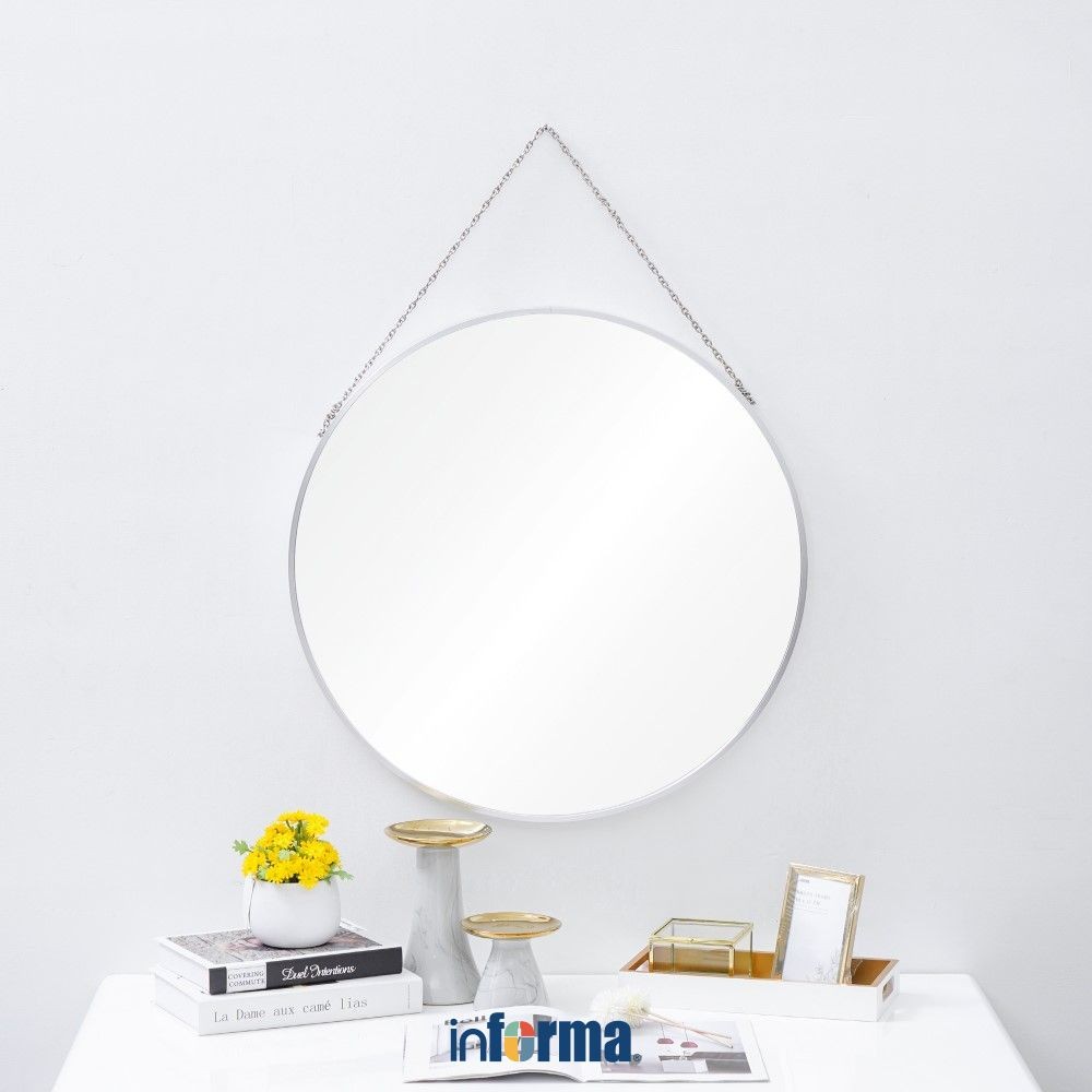 Informa Cermin Dinding 60 cm Bundar U28 - Silver Wall Mirror Kaca Dinding Dekorasi Rumah Cafe Resto 