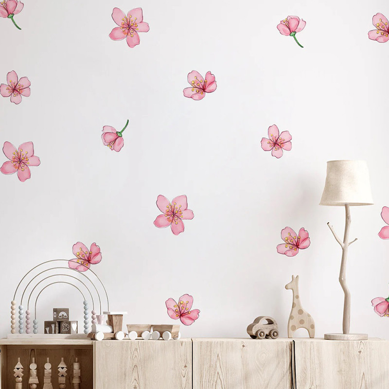 

Pink Sakura Wall Stickers for Home Decoration for Girls Bedroom Living Room Plant Flowers Wall Decals DIY Wall Art Wallpaper