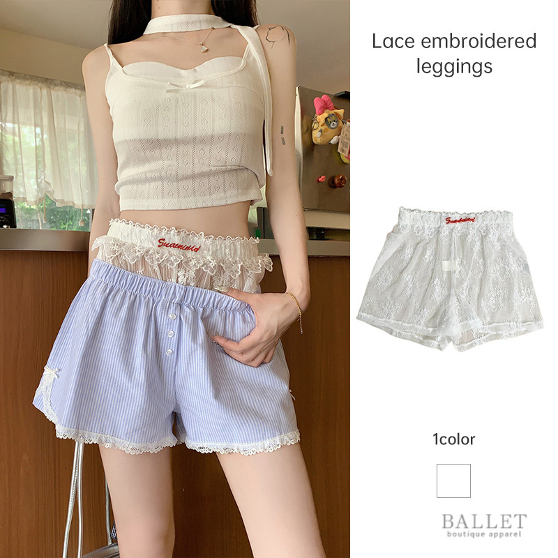 Celana Pendek Seksi Modis Wanita Celana Pendek Bottoming Bordir Renda  Celana Pendek Kaki Lurus BB