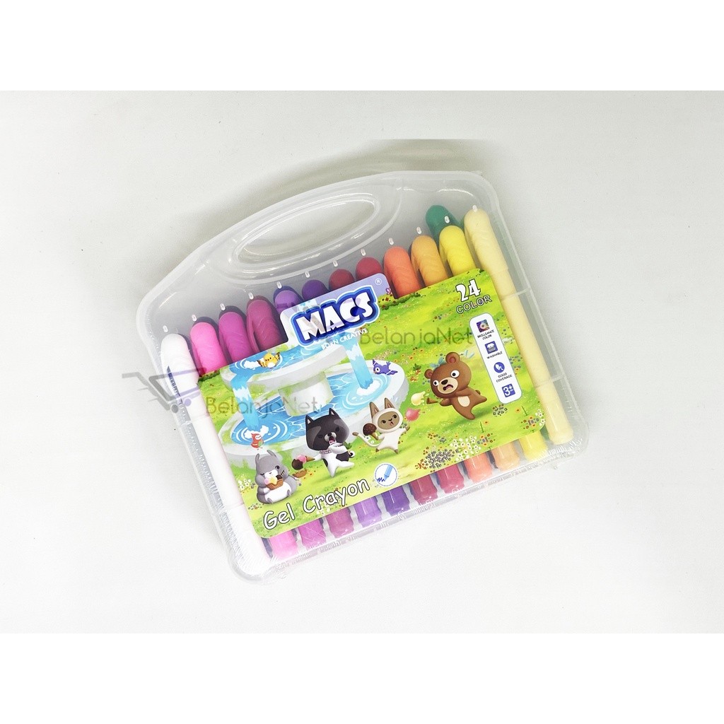 

Gel Crayon | Silky Crayon | Krayon Macs 24 Warna Dapat Dicuci Washable