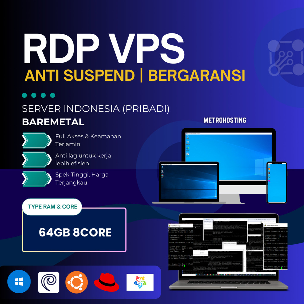 RDP WINDOWS AMD EPYC 64GB 8CPU FULL ADMINISTRATOR, GARANSI 30 HARI