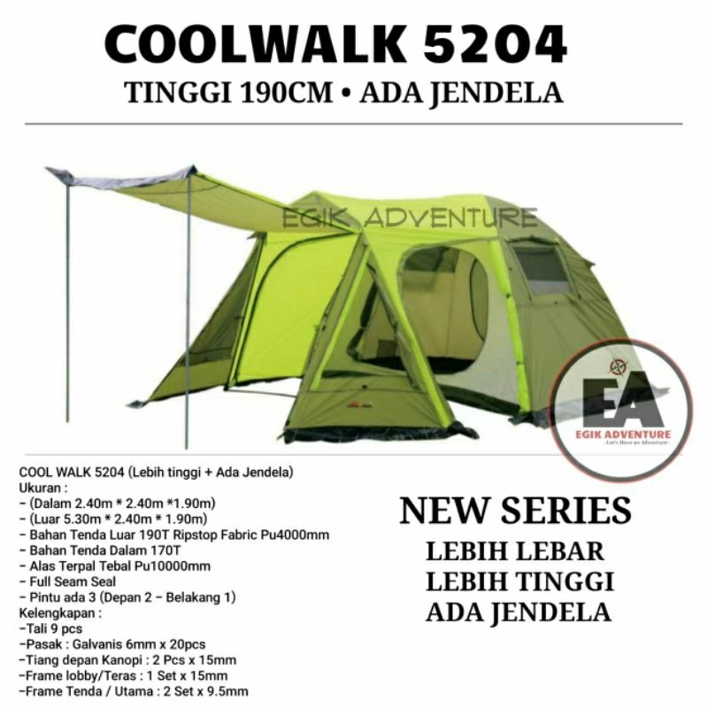 Tenda kapasitas 6 | Tendaki Moluccas 4pro | Tenda Coolwalk Family Dome 6 Orang