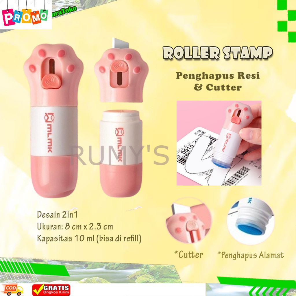 

(RUMY'S) Penghapus Alamat Resi Thermal Paket dan Cutter Mini 2In1 Cairan koreksi package stamp Information Remover Receipt
