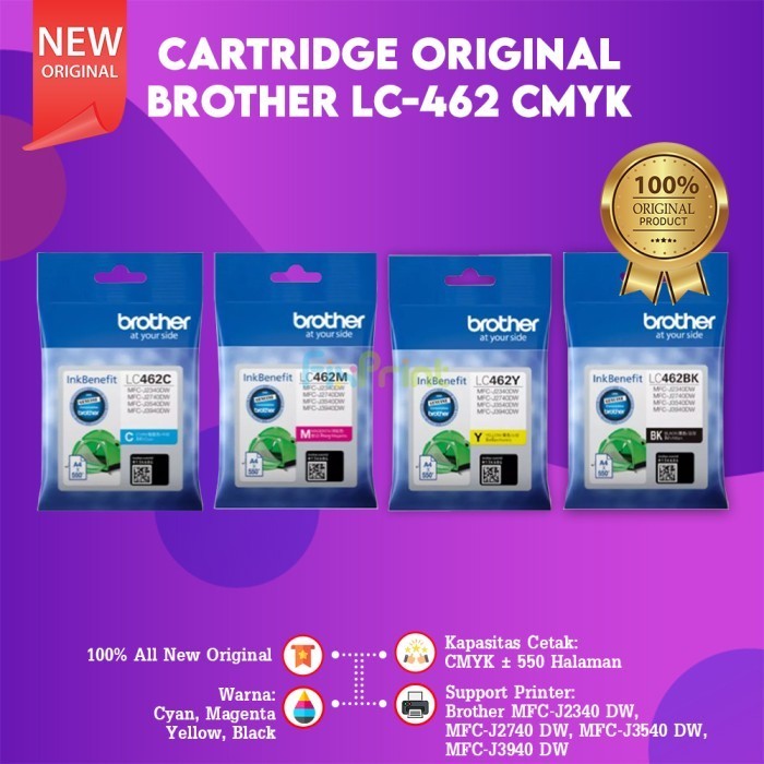 Brother Ink LC-462 BK/C/M/Y for MFC-J3540DW Tinta LC462 Original