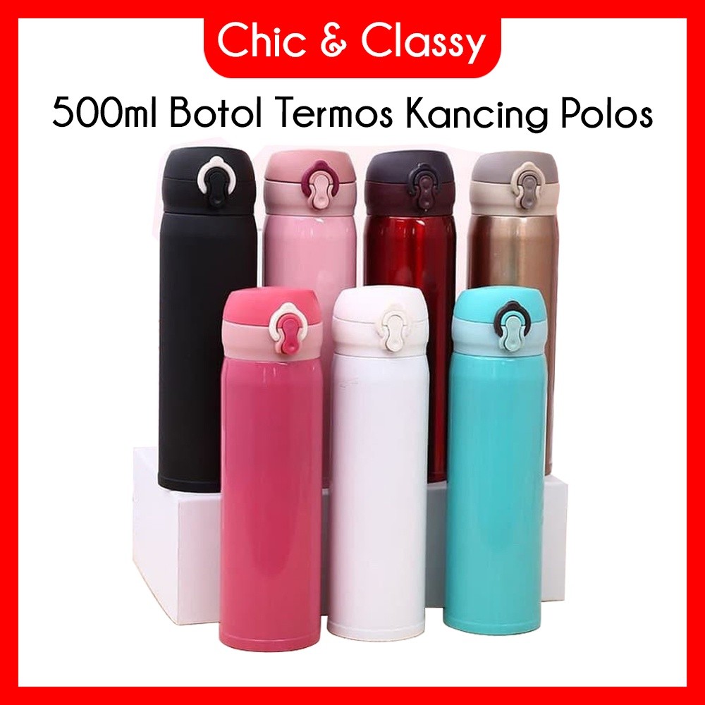 TERMOS KANCING || Thermos Polos 500ml Stainless Steel | Botol Minum Tahan Panas & Dingin | Botol The
