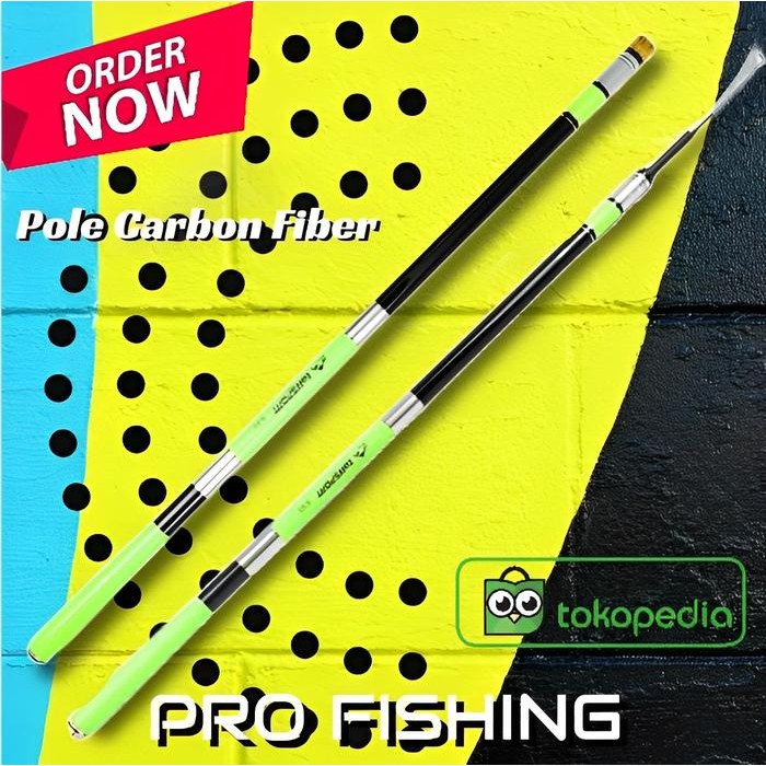 JORAN PANCING TEGEK CARBON FIBER PROFISHING 3.6/4.2 M - Hijau, 3.6 Meter