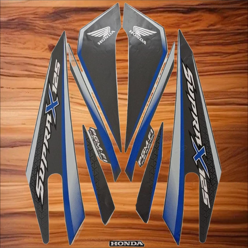 STRIPING MOTOR SUPRA X 125 FI 2017 2018 HITAM BIRU STANDAR FULLSET
