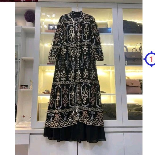 GAMIS ANDARI BLACK SERIES 2 gamis alika design 2025 - LIME BLACK, M