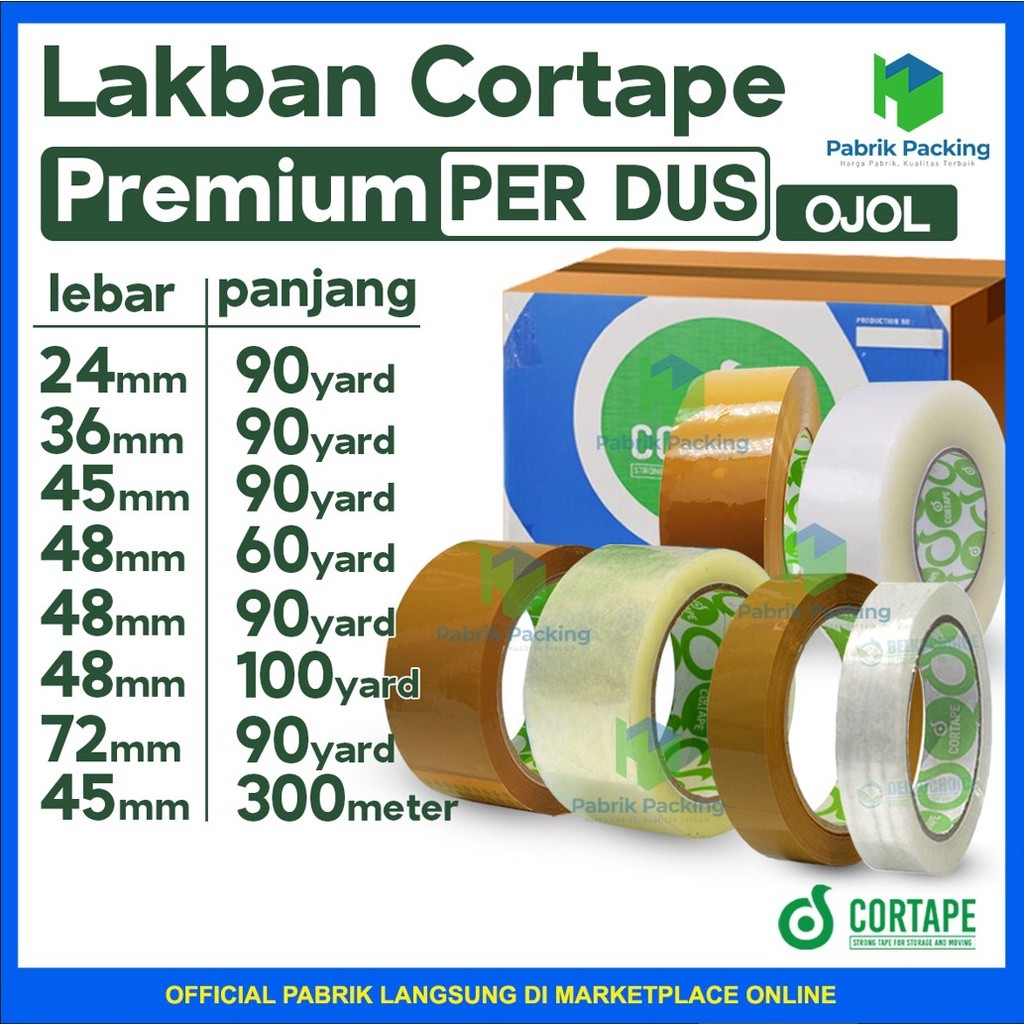 

LAKBAN / SELOTIP CORTAPE EKONOMIS GROSIR TERMURAH PER DUS KHUSUS GOJEK/GRAB