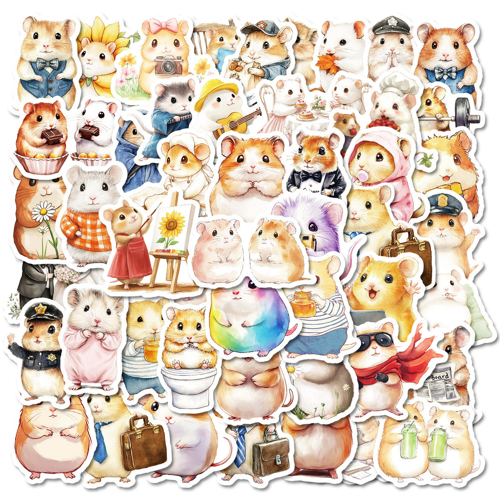 

10/30/50Pcs Cute Cartoon Hamster Graffiti Sticker Kawaii Aesthetic Laptop Notebook Suitcase Cup Scrapbooking Decals Kids Toys