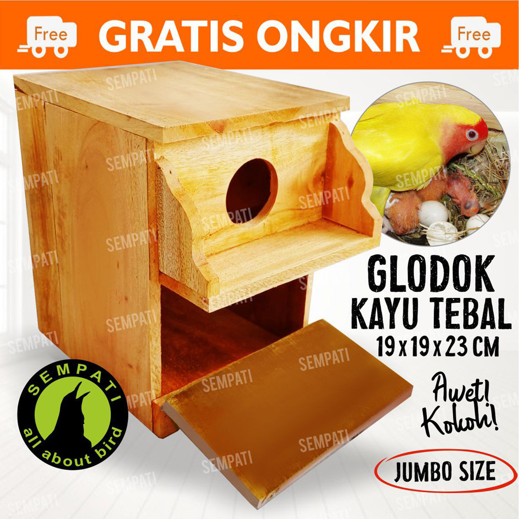 Ha SEMPATI GLODOK KAYU TOPI TEMPAT SARANG TERNAK BREEDING KOLONI BERTELUR BURUNG LOVEBIRD KENARI