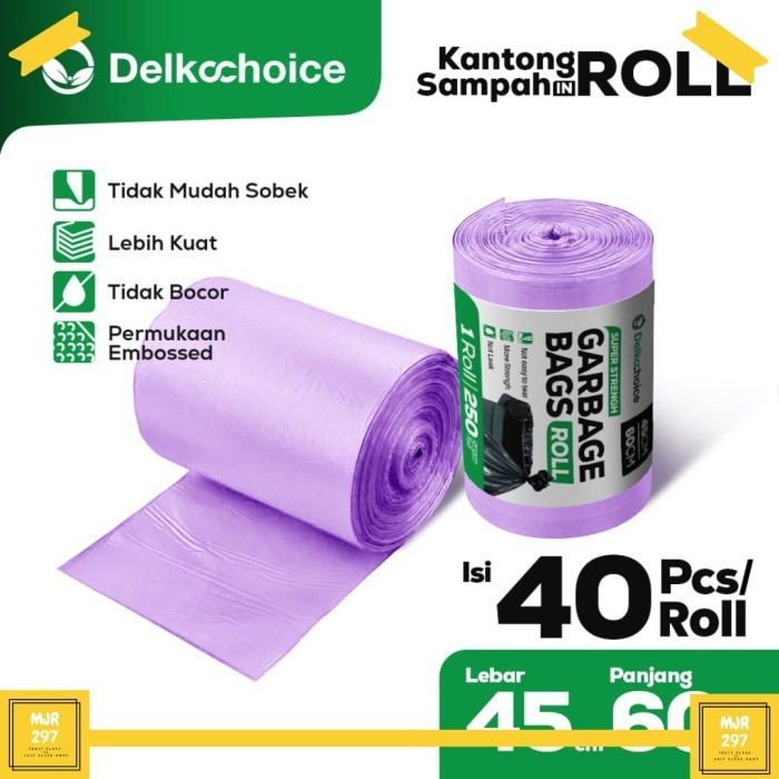 PLastik Gulung Warna Plastik Sampah Trash Bag Roll Delkochoice - TRASH BAG ROLL, BIRU 45 x 60