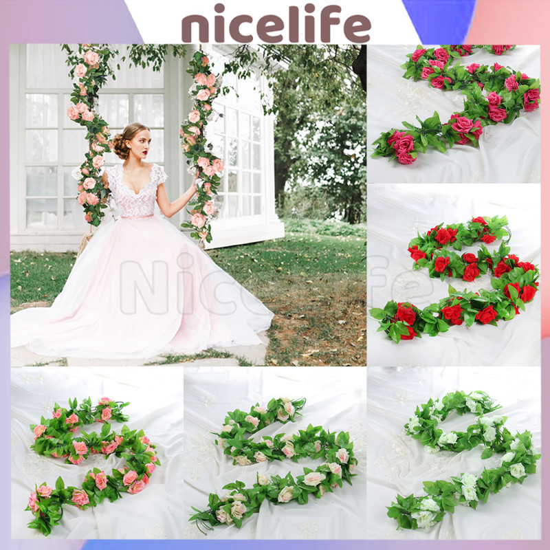 Bunga Rambat Palsu / Bunga Hias Juntai / Bunga Hias Mawar Rambat Plastik