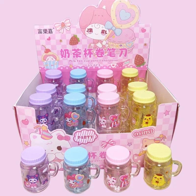 

32pcs Sanrio Pencil Sharpeners Hello Kitty Kuromi My Melody Students Cup Pencil Sharpener Stationery School Supplies Wholesale