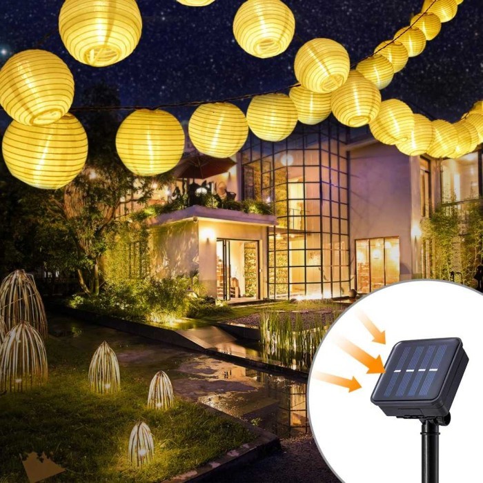 Lampu Hias Kawat String Lights Lampion Solar Cell Waterproof 20 LED 8 Mode 5M Panel Surya Tenaga Mat