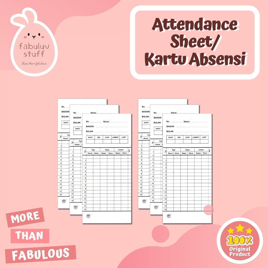 

ATK ~ Kartu Absensi Bolak Balik 30 Hari / Absen Card Karyawan