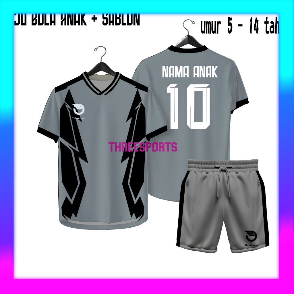 Baju Jersey futsal voli badminton bola GRATIS SABLON nama + nomor kaos Bola Anak free Sablon Nama Da