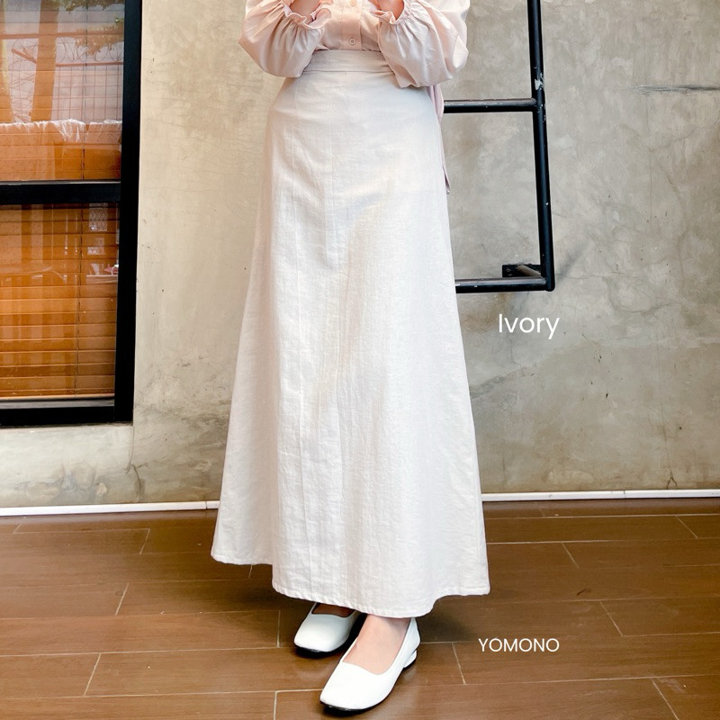 Zy Korean Katun Sage Basic Linen Skirt/ Rok Linen