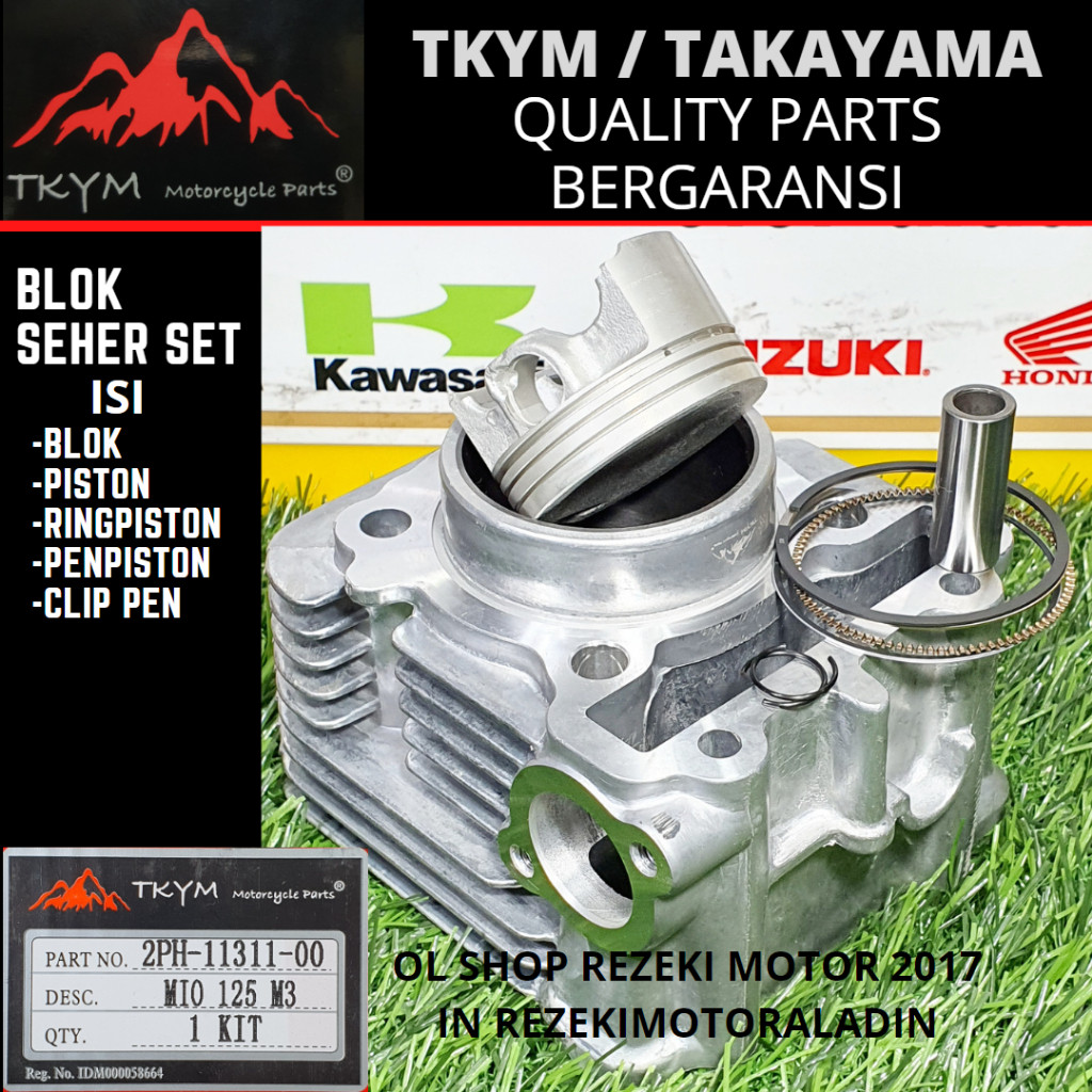 BLOK SEHER BORING PISTON KIT MIO M3 SOUL GT 125 FINO 125 FI ASLI ORI YAMAHA 54PE131100 54PWE16000