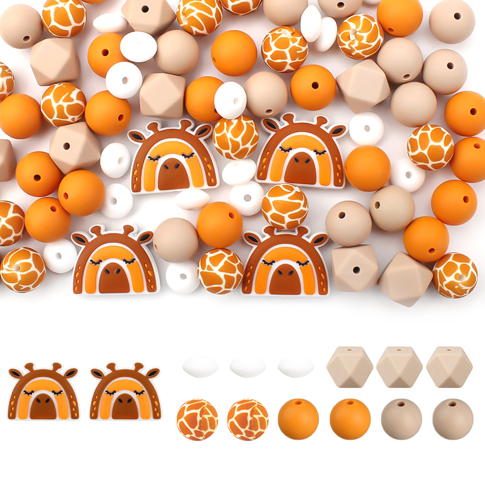 

20/30Pcs Giraffee Ephant Silicone Beads For Pacifier Chain Bracelet Jewelry Making DIY Keychain Necklace Accessories Pen Decor