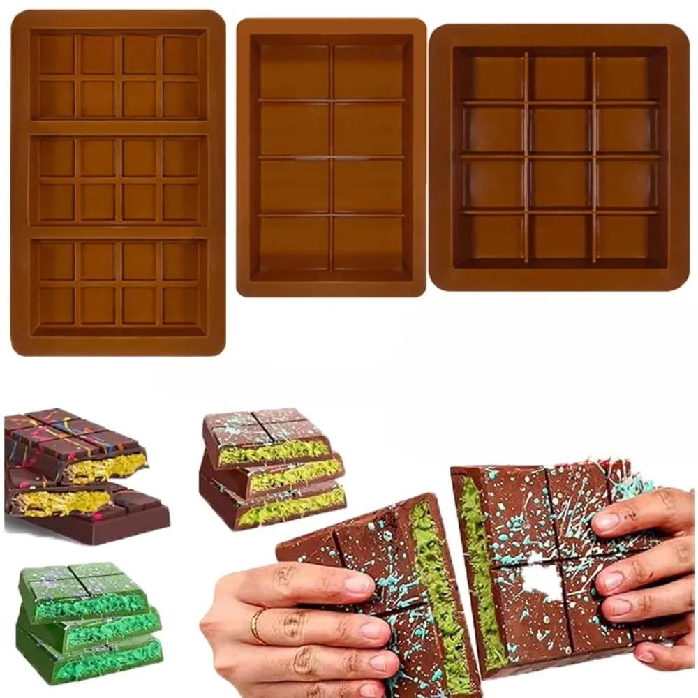 

8/12/24 Cells Chocolate Mold DIY Chocolate Bar Silicone Mold for Chocolate Bar Pistachio Candy Bar Mold Handmade Gift