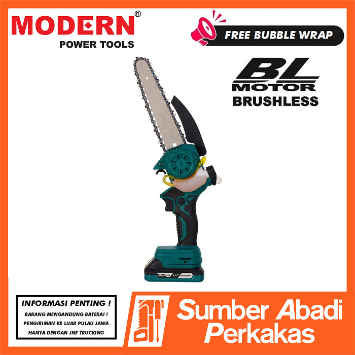MODERN M58 Mesin Cordless Mini Chainsaw 20V 8 Inch Gergaji Rantai Potong Kayu Chain Saw Gerinda Bate