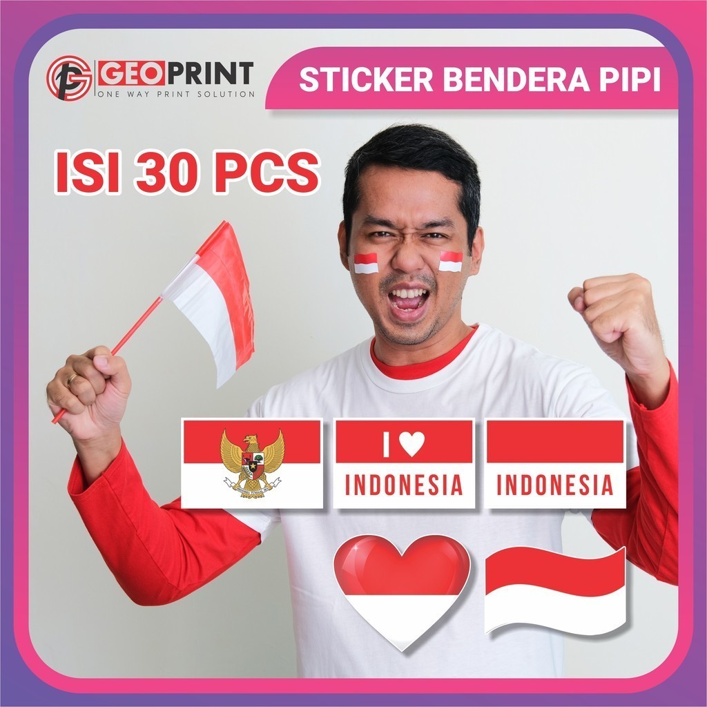 

Cetak Kilat - Isi 30 Sticker Pipi HUT RI Bendera Merah Putih Kemerdekaan Indonesia I Love Indonesia 17 Agustus