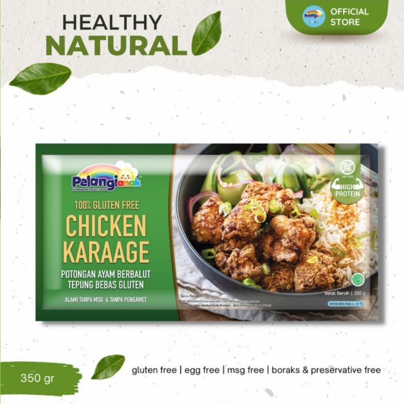 

CHICKEN KARAAGE GLUTEN FREE 350GR - PELANGI ANAK HEALTHY FROZEN FOOD - KARAGE NUGGET
