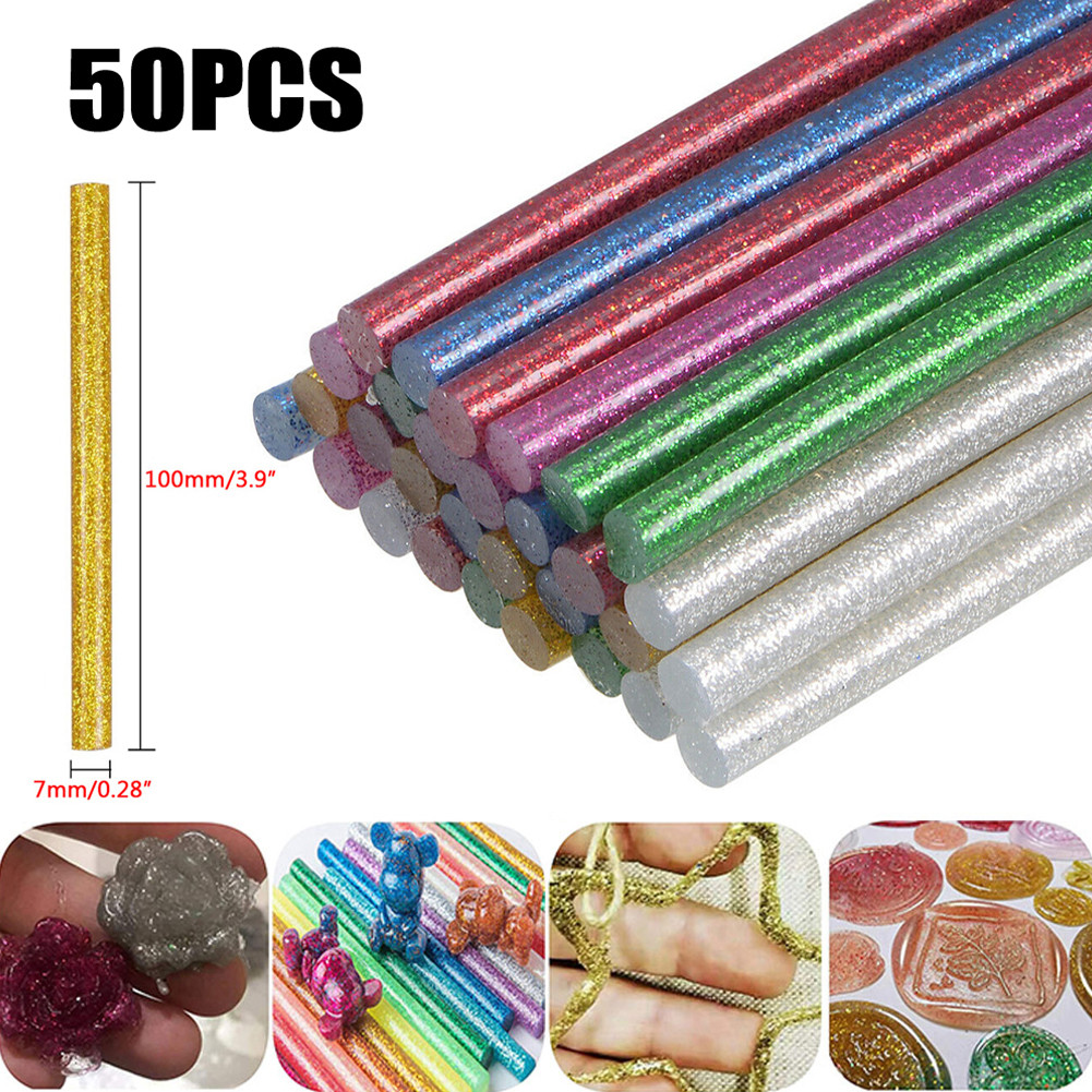 

50pcs Colorful Hot Melt Glue Sticks For Electric Glue Gun Craft Album Repair Tool Glitter Glue Sticks Hot Melt Glue 7×100mm
