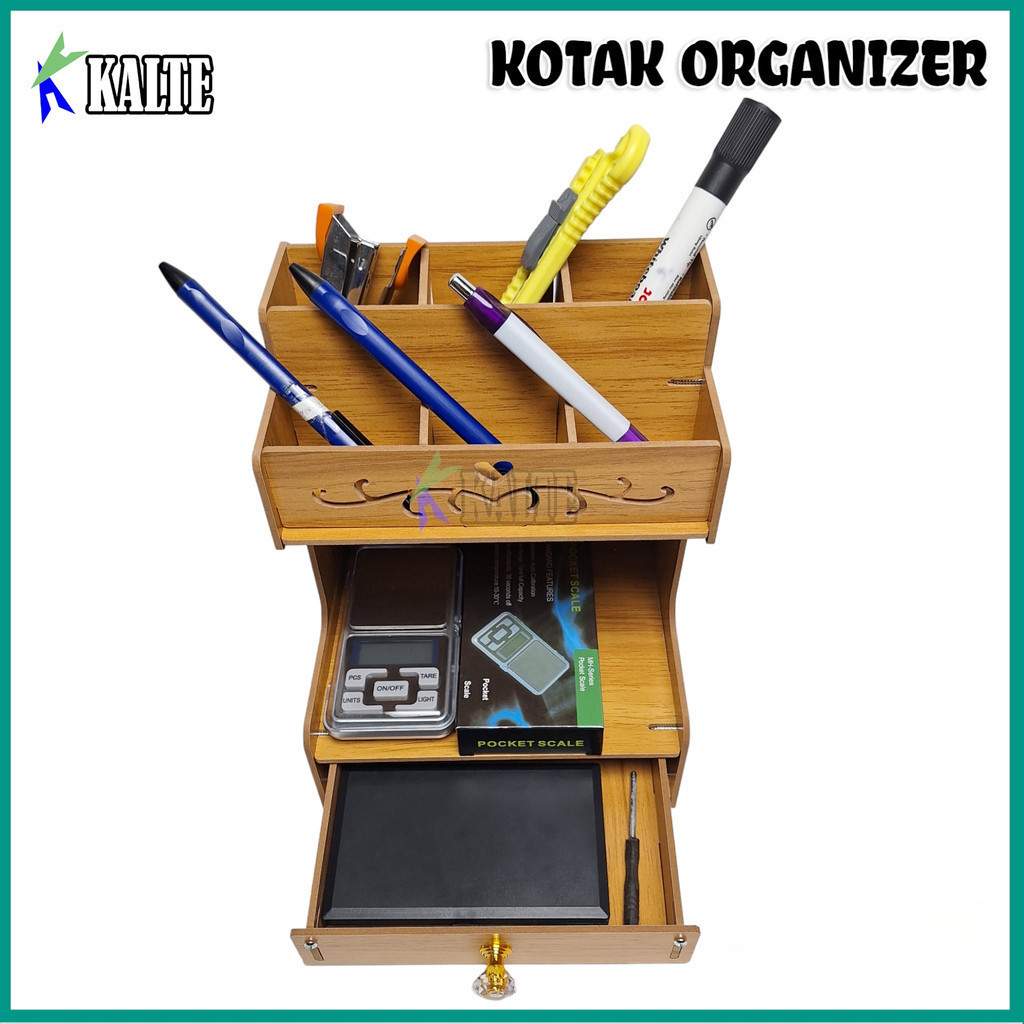 Pen tempat pensil kayu kotak penyimpanan kantor rumah, Organizer alat tulis Desktop, rak pensil