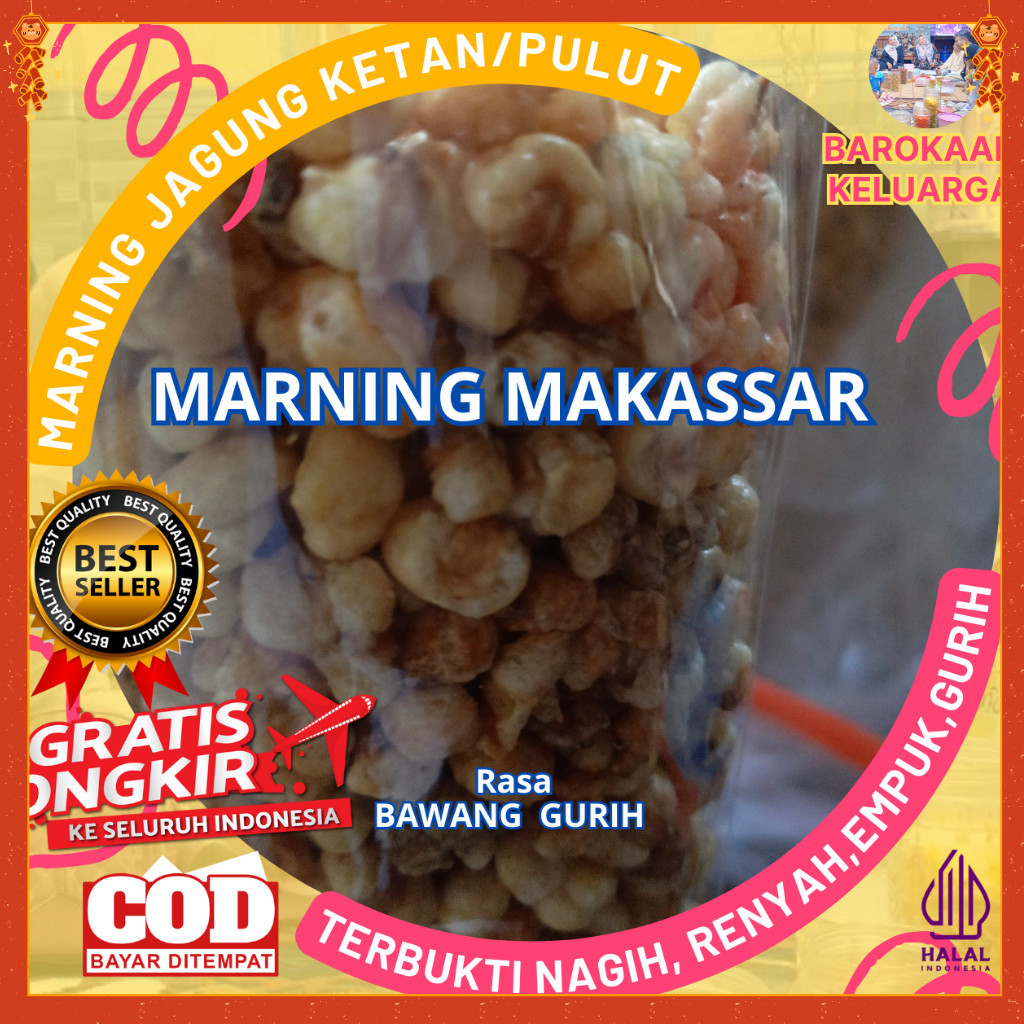 

Makaroni Marning Jagung Ketan Premium/ Marning Jagung Sultan/ Marning Jagung Pulut (250gr) Gurih Bawang Super Empuk Renyah Gurih Harga Spesial